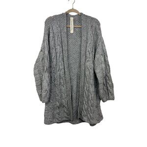 REPLIKA Gray Chunky Cable Knit Alpaca/Wool Cardigan Oversized M/L Made in Italy